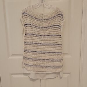 Lafayette 148 Two Piece Tunic Sweater And Tank Set In Cream, Blue, Grey,